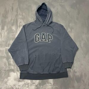 Vintage Bold Print Hoodie Men Small Blue 2000s Gap